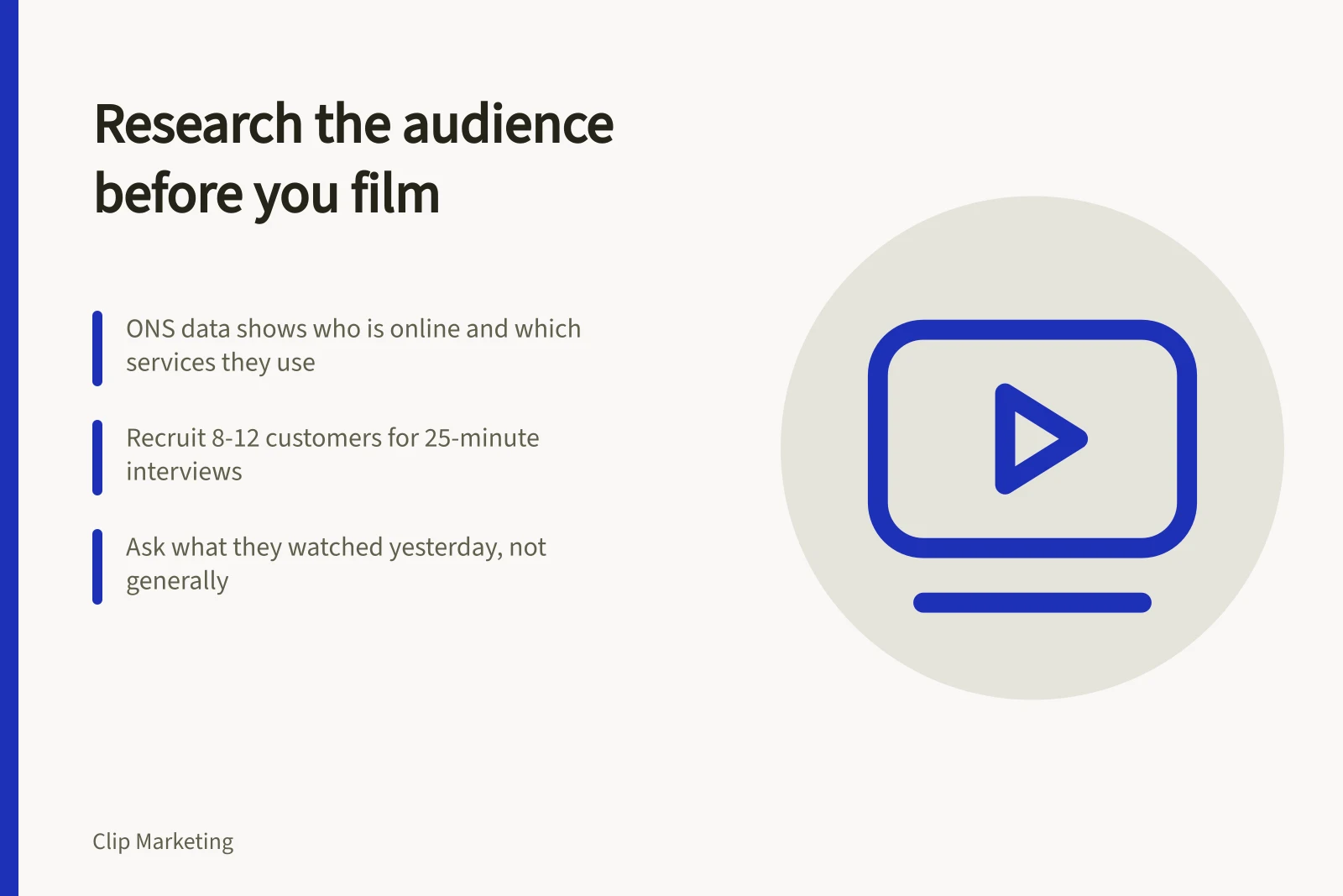 Card on short-form video audience research using ONS data and customer interviews