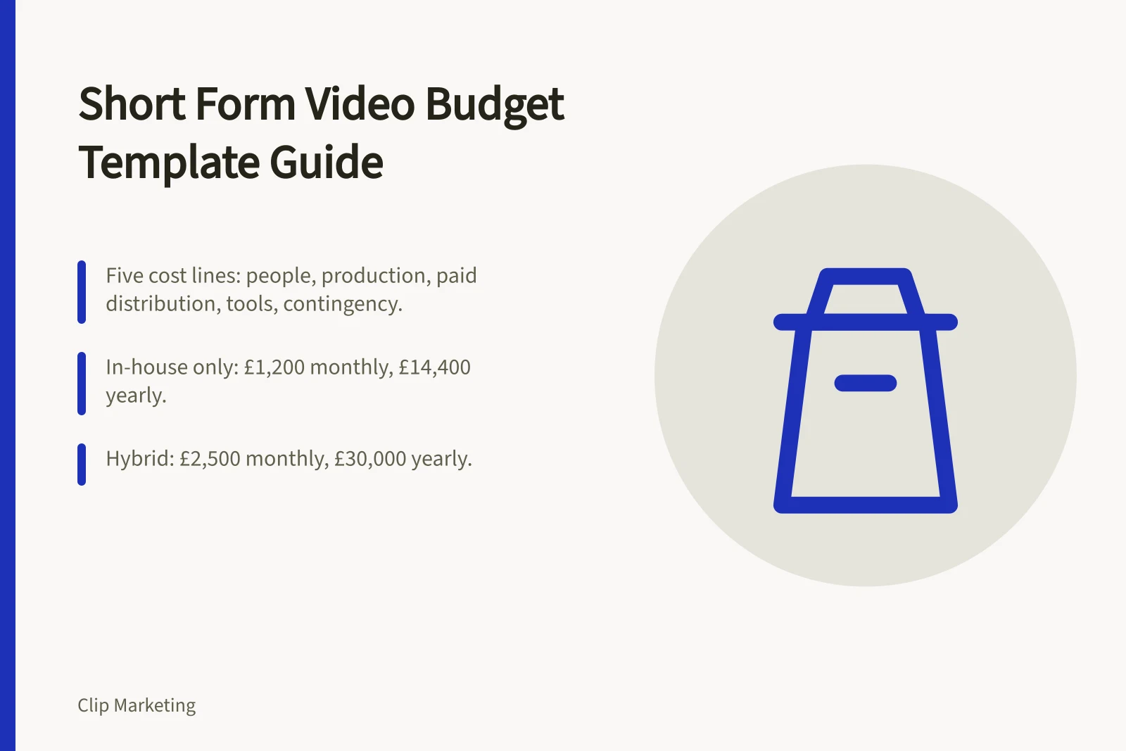 Budget template card with cost lines and monthly yearly figures.