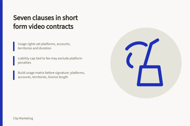 Contract clauses for short form video commercial agreements. Seven clauses to check in short form video commercial contracts