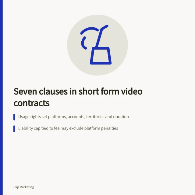 Contract clauses for short form video commercial agreements. Seven clauses to check in short form video commercial contracts
