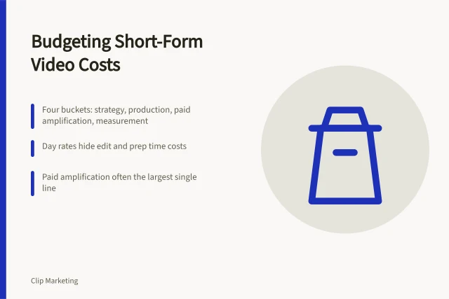 Card on budgeting short-form video costs, pricing and paid amplification. Budget for short form video costs and pricing with a working model