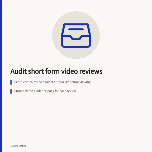 Card on auditing short form video reviews with scoring criteria and evidence packs. Why short form video reviews need a method you can audit