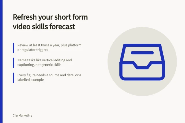Card: refresh short-form video skills forecast twice yearly with dated evidence. When to refresh your short form video skills forecast