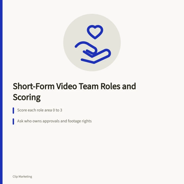Card listing short-form video team roles, evidence criteria and scoring rubric. What a short form video team needs and which sources define each role
