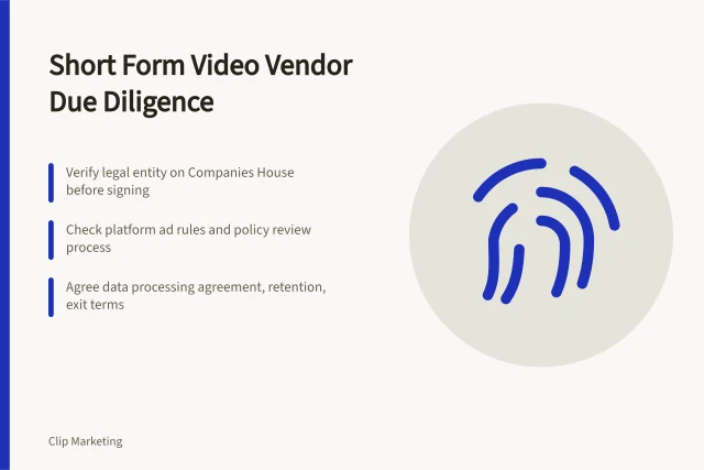 Checklist for short form video vendor due diligence in England. Short form video vendor due diligence explained for English buyers