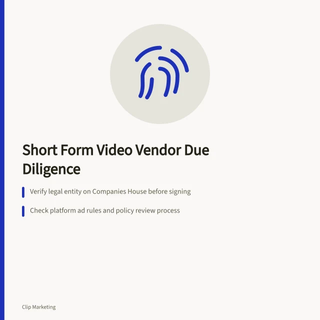 Checklist for short form video vendor due diligence in England. Short form video vendor due diligence explained for English buyers