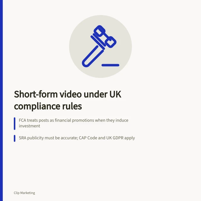 Compliance card for UK professional services short-form video marketing. Why short-form video works for UK professional services
